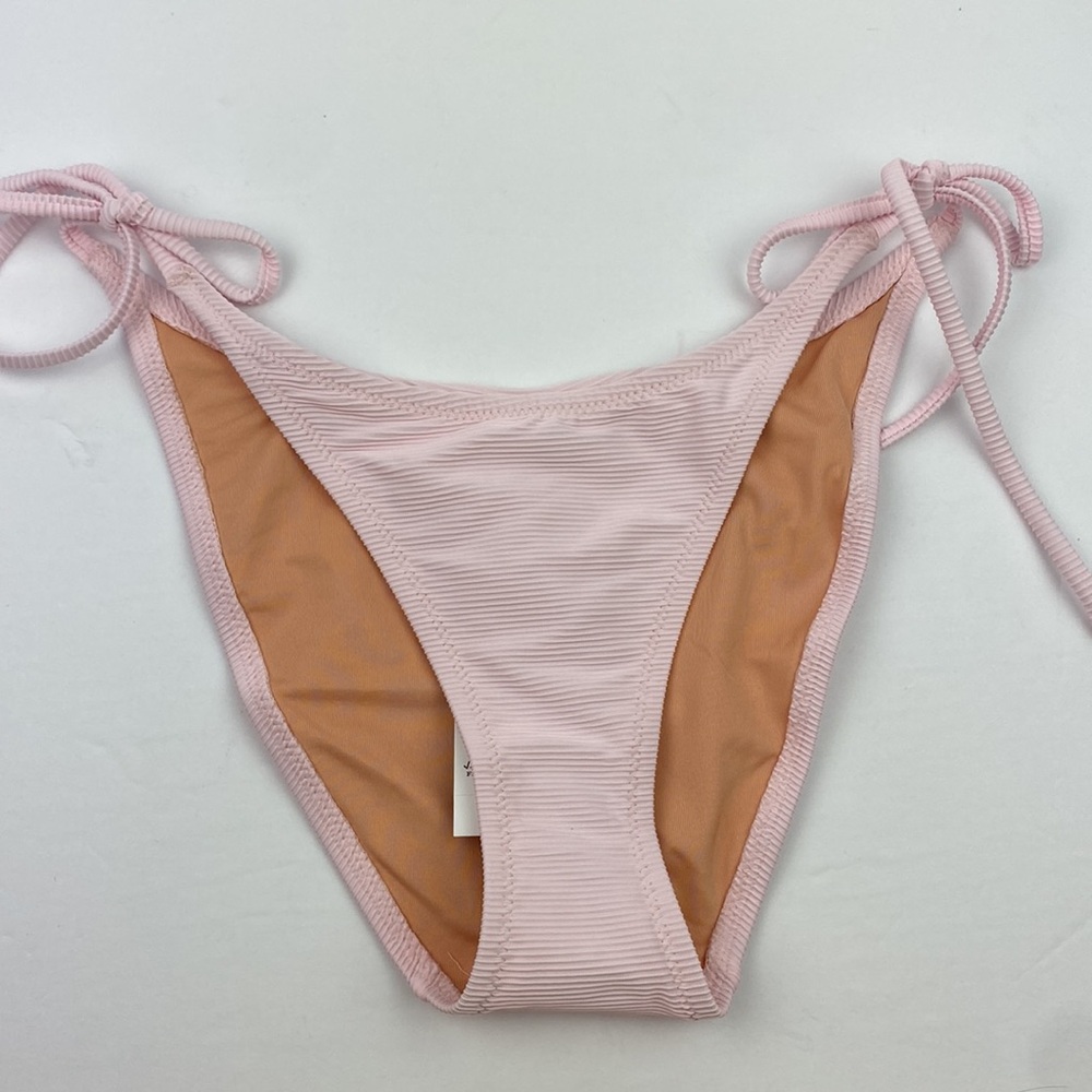 NWT J. Crew | Ribbed Cheeky Curved Waist Side Tie Bikini Bottom Pastel Pink